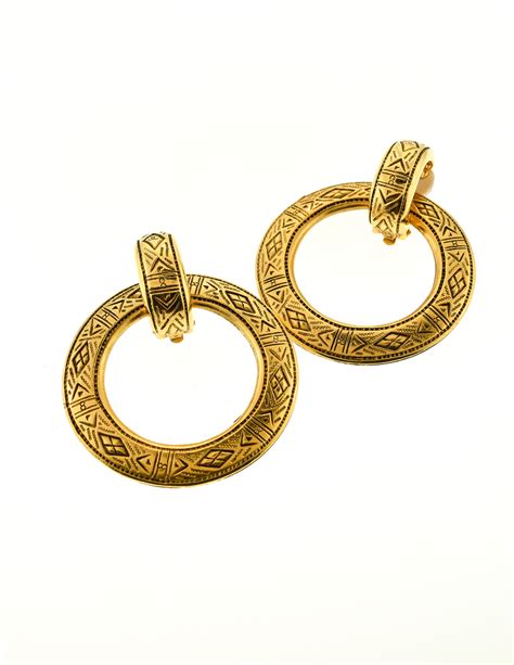 chanel hoop earring|vintage Chanel gold hoop earrings.